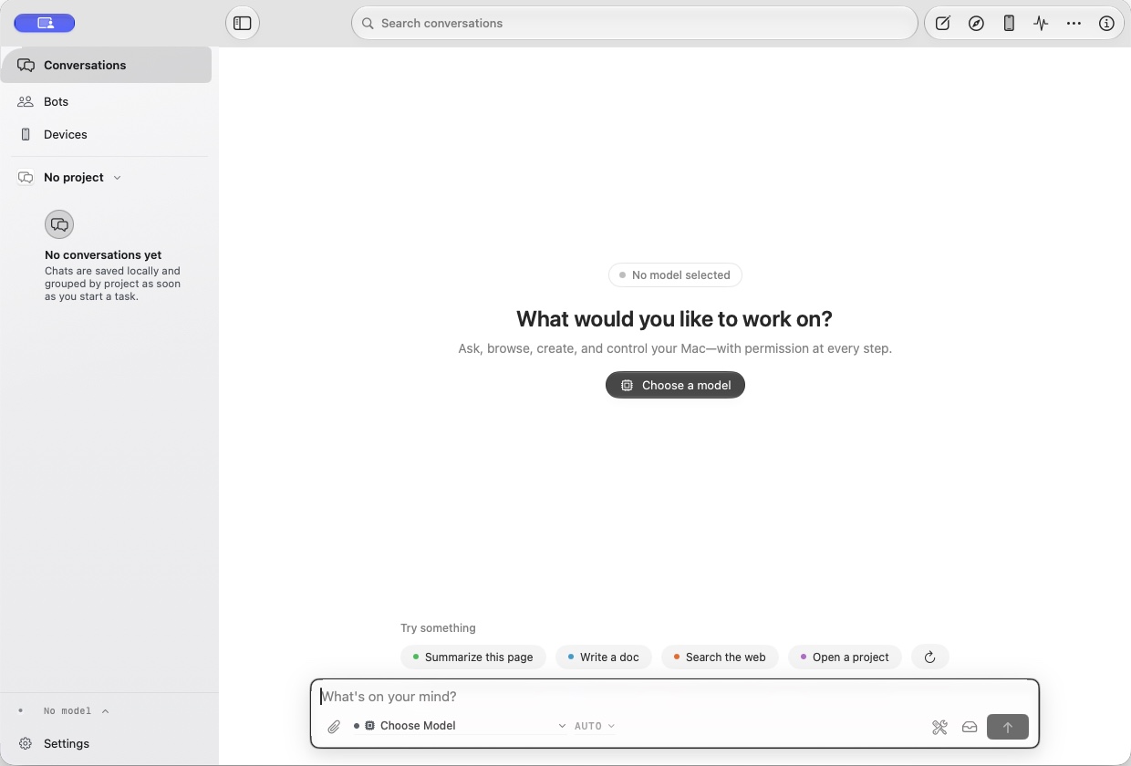 Vamp Assistant welcome screen with its task composer and quick actions